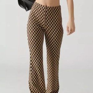 UO Brown Checker Flare Pants